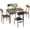 2pu brown + 2pu black, variant on Dining Table Set for 4 – Wooden Kitchen Table with 4 PU Upholstered Chairs, Industrial Metal Frame Kitchen & Dining Set for Home, Apartment, Studio, Brown