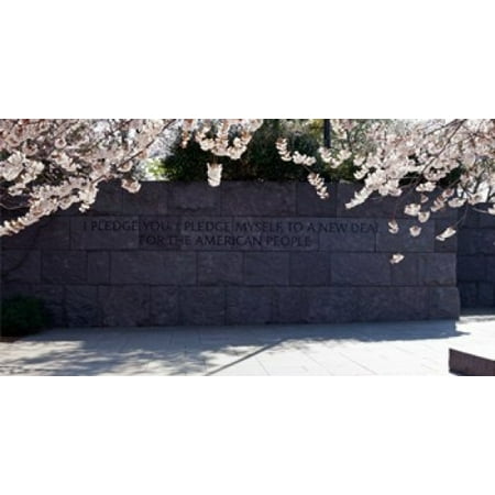 Inscription of FDRs new deal speech written on stones at a memorial Franklin Delano Roosevelt Memorial Washington DC USA Poster