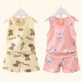 thumbnail image 2 of Conjunto de camiseta sin mangas con estampado para niños, chaleco transpirable, pantalones cortos, ropa de verano para bebés, 2 of 3
