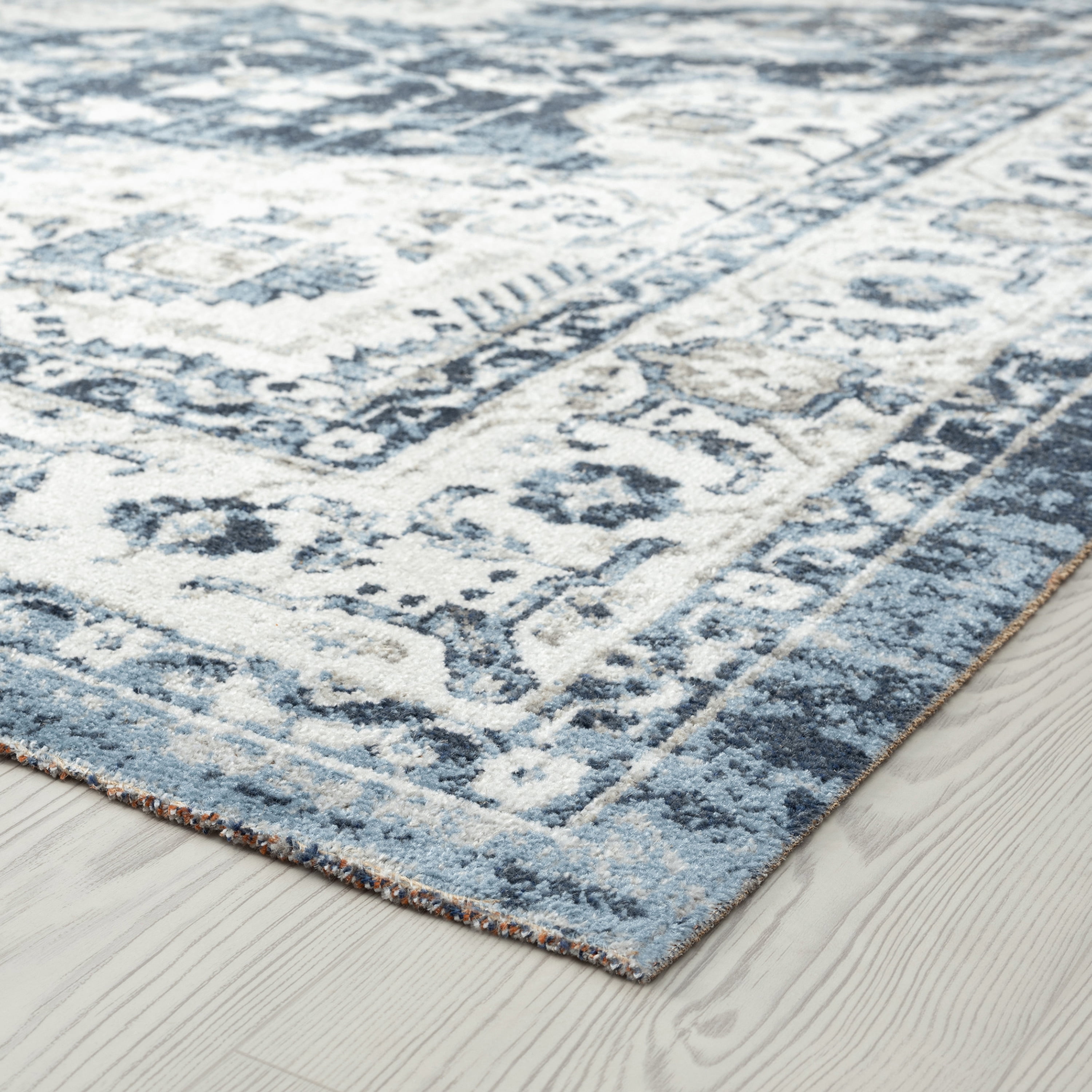 Traditional 9x12 Area Rug (8'9'' x 11'3'') Oriental Navy, Navy Living Room Easy to Clean