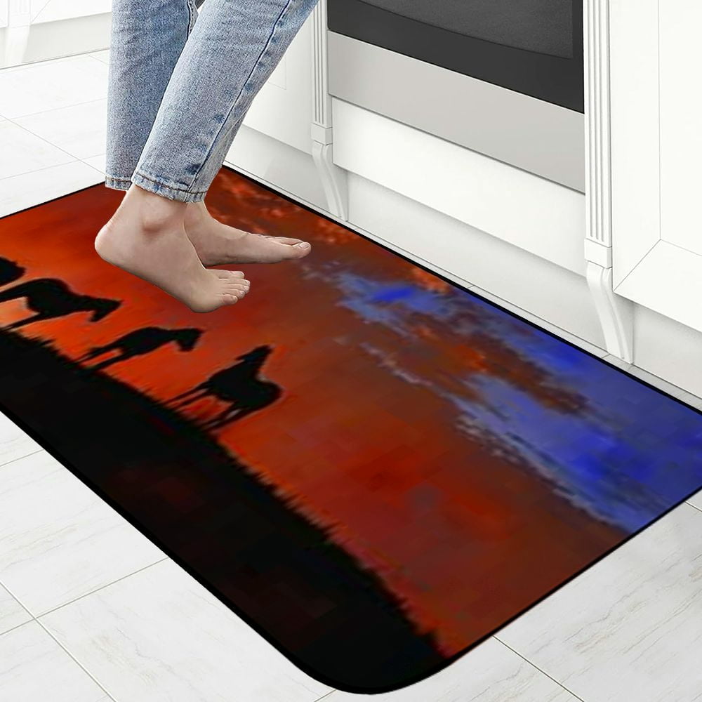 Qinduosi Natural Scenery Horses Stars Door Mats D with Non-Slip Rubber Backing Mat for Indoor Outdoor Home Patios Garden Entrance Decor 19.68*47.24 in