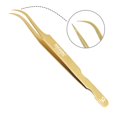 thumbnail image 2 of Professional Golden Tweezers for Eyelash Extension Hand Crafted Japanese Stainless Steel Precision Tweezers (Curved Tip), 2 of 6