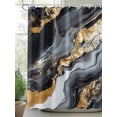 thumbnail image 2 of Abstract Marble Texture Shower Curtain, Black Gold Crack Gradient Waterproof Shower Curtain Set with 12 Hooks Lightweight Washable Fabric Shower Curtains for Bathroom 48x72 Inches, 2 of 6