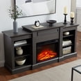 thumbnail image 3 of Fireplace TV Stand for 65 Inch TV, Farmhouse Entertainment Center with 23" Fireplace, Modern Media Console Table with Adjustable Storage Shelves for Living Room, Grey, 3 of 7