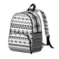 thumbnail image 2 of Artistic Student Backpack – Vintage Fashion with Abstract Tribal Style, Ink and Sketch Geometric Plaid Design, Rustic Aesthetic Bag, 2 of 3