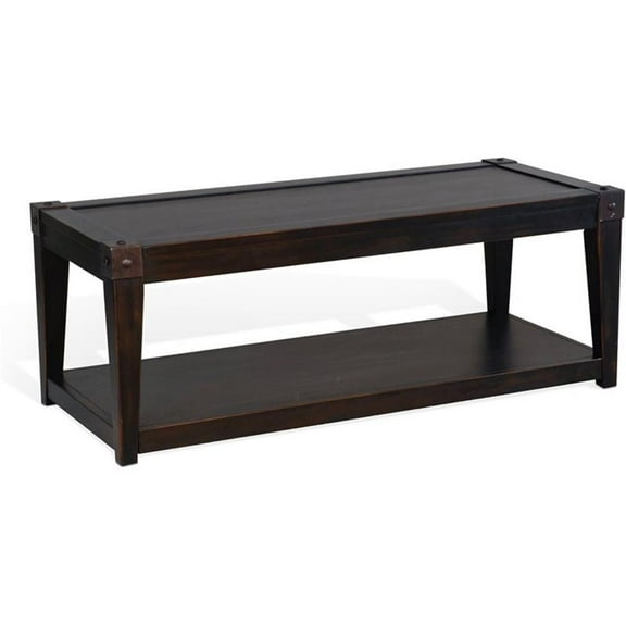 Sunny Designs Seal Beach 48" Transitional Wood Cocktail Table in Black Walnut