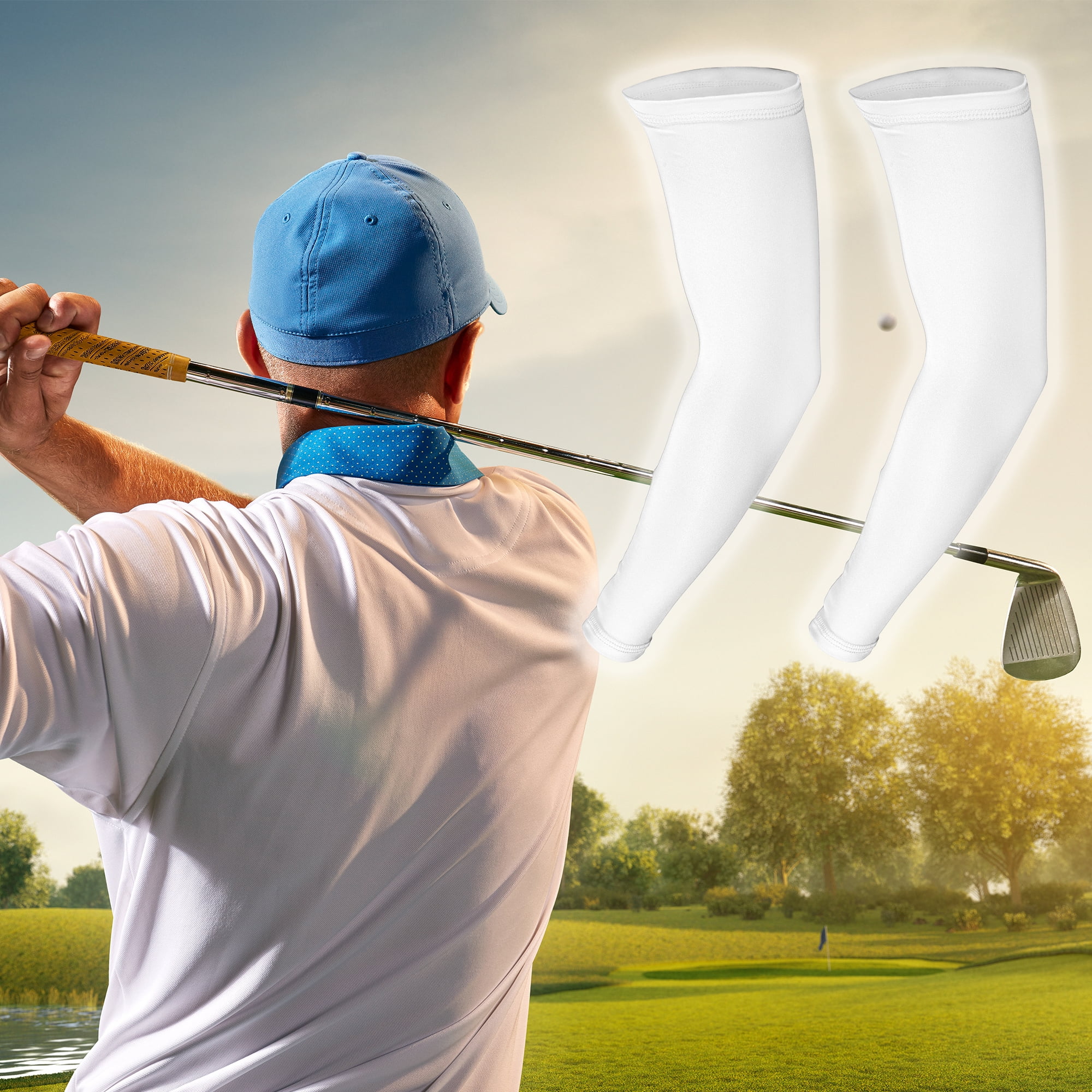 Unique Bargains 1 Pair Arm Shapers Arm Slimming Sleeves Polyester White