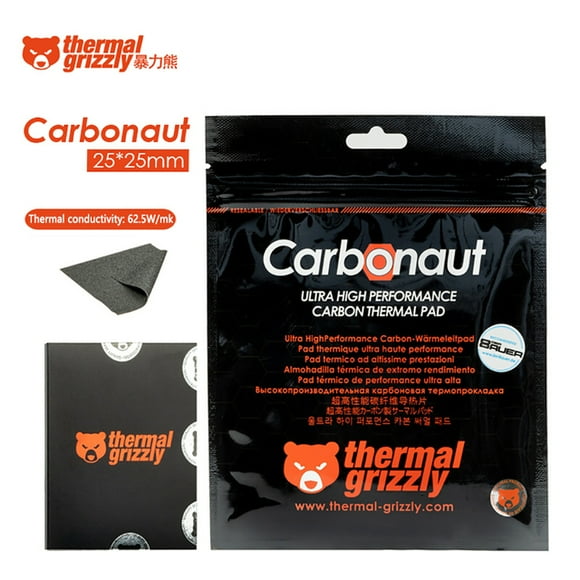 Carbonaut Coussin Thermique 0,2 mm 62,5 W/mk Non Adhésif Flexible Réutilisable CPU/GPU/PS4 Carte Mère Coussin Thermique en Silicone Carbonaut 25x25