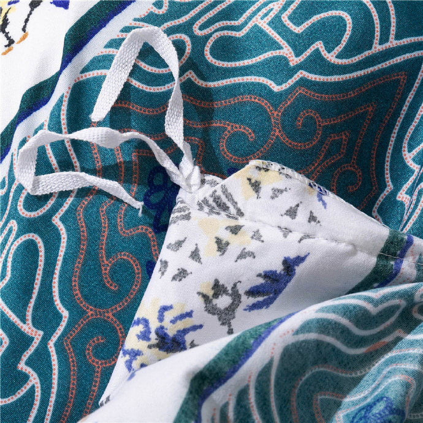 Bohemian Duvet Cover Set King Boho Blue Soft Breathable Comforter Cover Set Durable Geometric 3 Pieces with Zipper Closure and Corner Ties 104"x90" Bedding Set