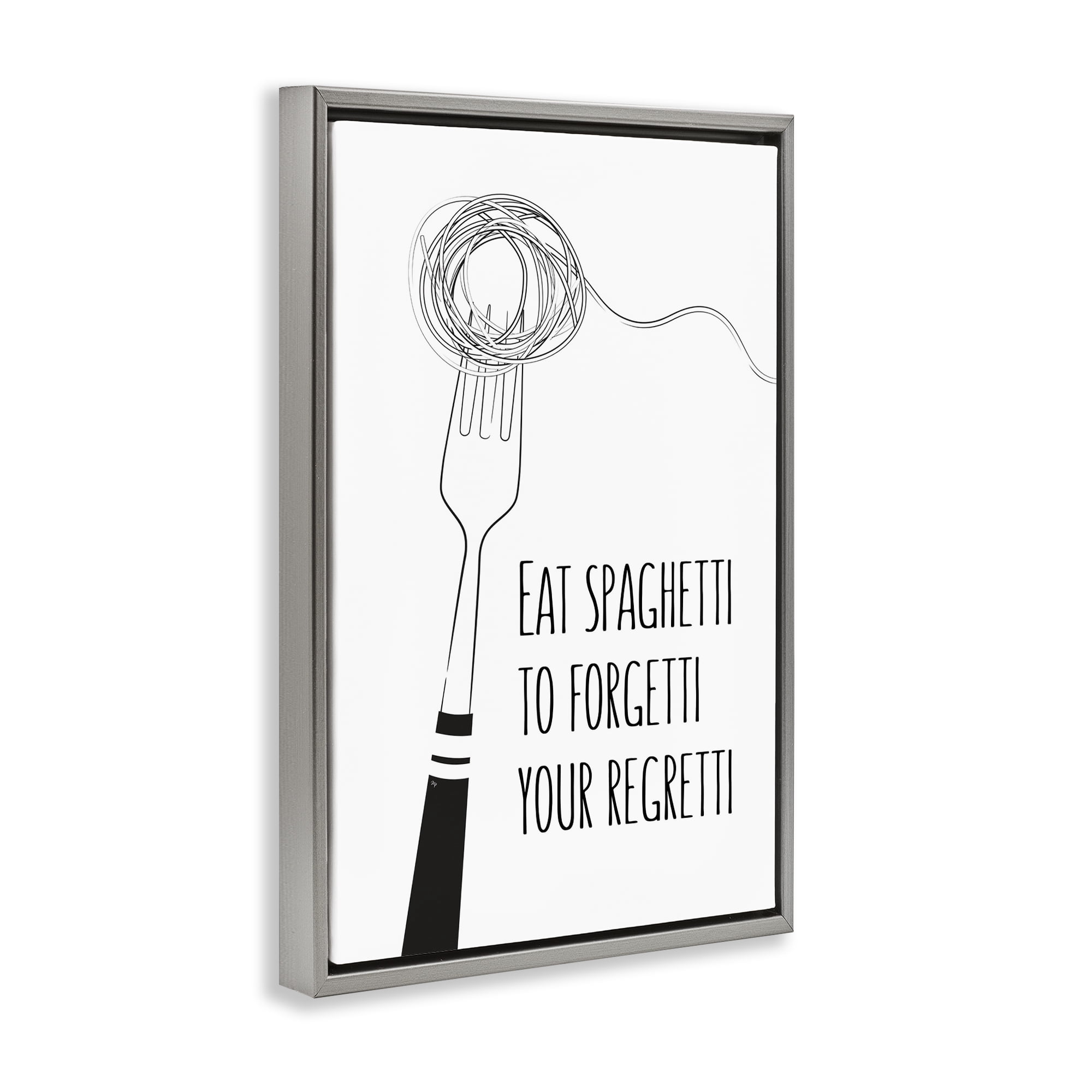 Stupell Industries Funny Spaghetti Sass Gray Framed Floater Canvas Wall Art, design by Martina Pavlova