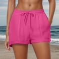 thumbnail image 4 of YMNXA Women's Summer Shorts Drawstring Elastic Waist Solid Color Wide Leg Comfortable Breathable Shorts With Pockets For Casual Daily Wear,Hot Pink,Xxl, 4 of 8