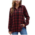 thumbnail image 2 of HAOTAGS Women's Long Sleeve Shirts Button Down Plaid Shirt Blouse Tops Wine Size XL, 2 of 9