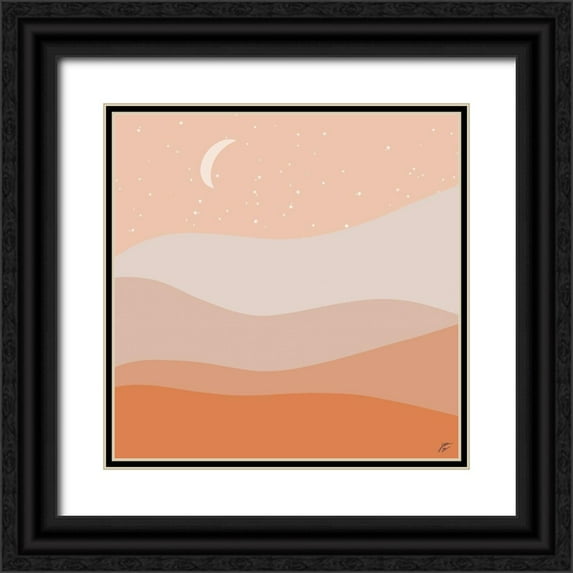 Lee, Judson 20x20 Black Ornate Wood Framed with Double Matting Museum Art Print Titled - Desert Night