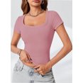 thumbnail image 6 of Womens Scoop Neck Short Sleeve Casual Tshirts Tops Summer Going Out Work Cute Fitted Shirts Trendy, 6 of 6