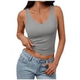thumbnail image 1 of Chbgutlmr Tops Débardeurs avec Soutien-Gorge Intégré pour Femmes Col en V Sans Manches Slim Confortable Été Décontracté Crop, 1 of 8