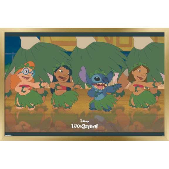 Disney Lilo & Stitch (2002) - Lilo & Friends Hula Wall Poster, 22.375" x 34" Framed