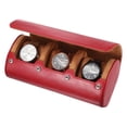 thumbnail image 1 of Estuche de viaje para relojes Uxcell para hombres, estuche de cuero para rollo de reloj, caja de almacenamiento portátil para relojes para Navidad, cumpleaños y aniversario, 3 ranuras (rojo), 1 of 7