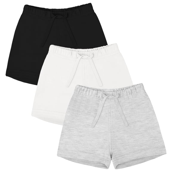 Ruisita 3 Pack Unisex Baby Toddler Cotton Shorts with Drawstring Baby Pull-on Solid Shorts Soft Clothes for Summer Daily
