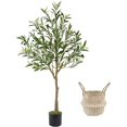 thumbnail image 1 of Artificial Olive Tree ft Tall Fake Olive Leaves Plant with Basket Indoor Outdoor Faux Olive Topiary Silk Tree for Home Livingroom Office Décor, 1 of 8
