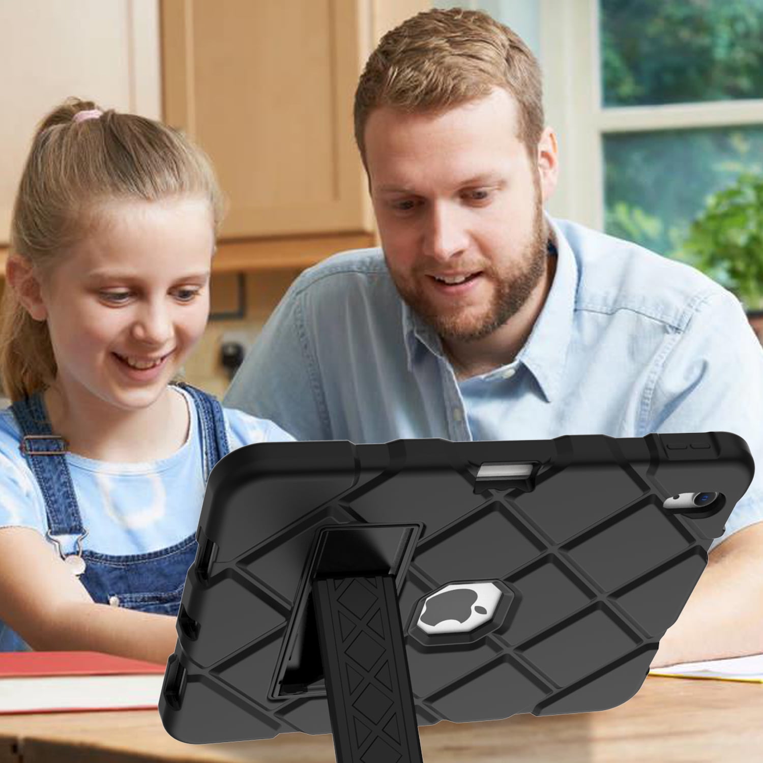 Dteck Case for iPad 10th Generation 10.9 inch 2022,Heavy Duty Rubber Rugged Hybrid Shockproof Hard Case Built-in Pencil Holder Kickstand Cover,Black
