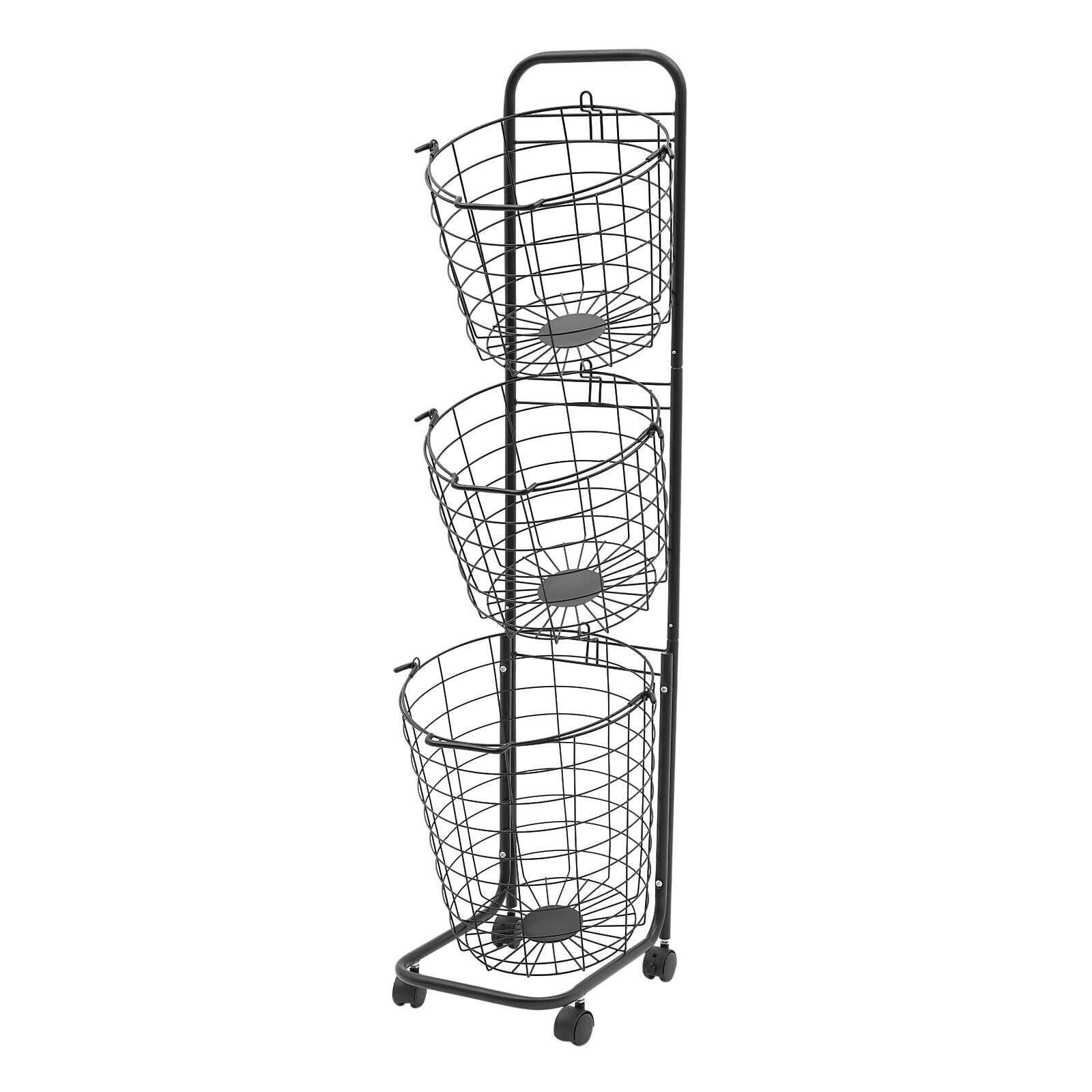 3 Tier Large Laundry Hampers Metal Clothing Sorting Basket w/ Wheels Organizer Removable