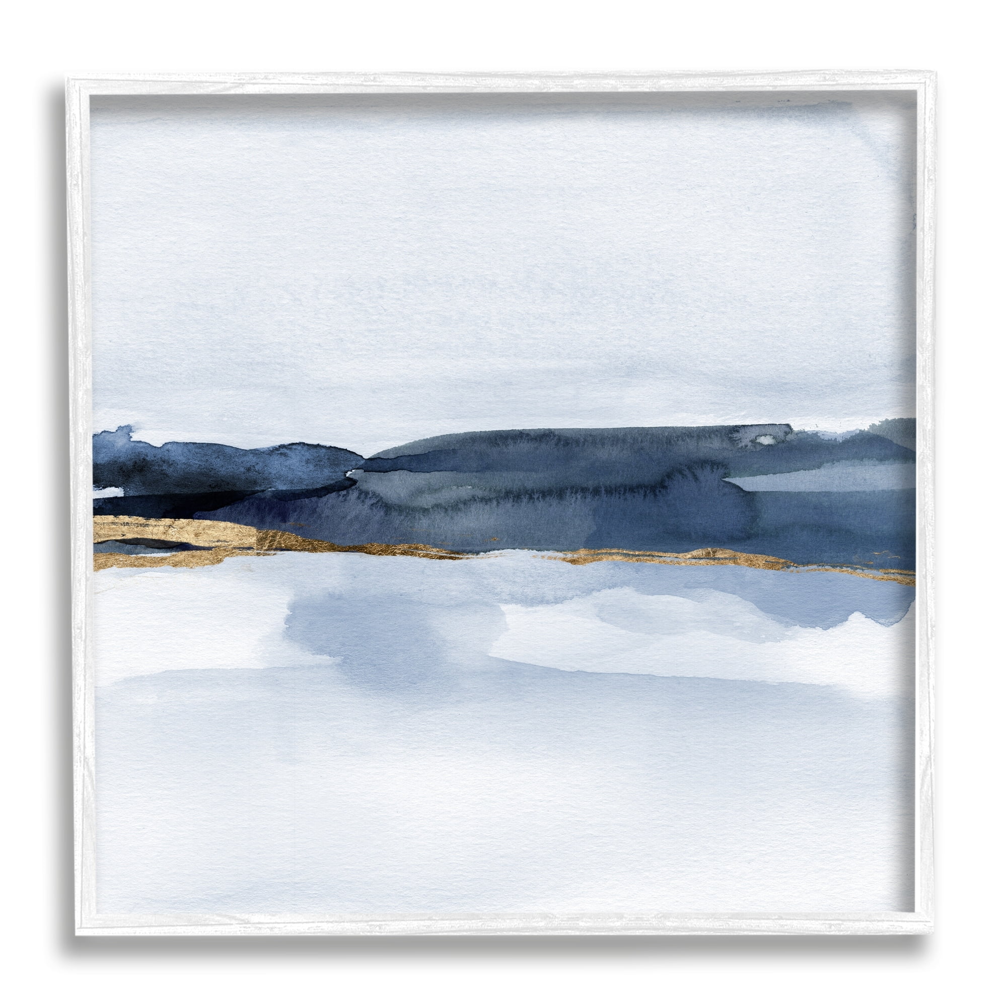 Stupell Industries Abstract Blue Distant Landscape Smooth Glam Detail Painting White Framed Art Print Wall Art, Design by Jacob Green