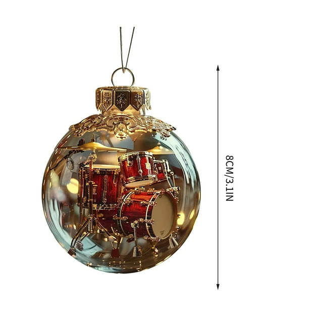Christmas Tree Ornament Musical Note Acrylic Decoration With Satin Hanging Ribbon 1 pc