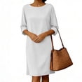 thumbnail image 5 of Asxite Summer Dresses for Women Casual Solid Textured Loose Breathable Midi Sundress, 5 of 5