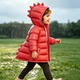 thumbnail image 6 of Chiccall Toddler Kids Cute Dinosaur Quilted Winter Coat Boys Girls Hooded Zip Padded Jacket Outerwear for Boys Girls Red 7-8 Years, 6 of 10