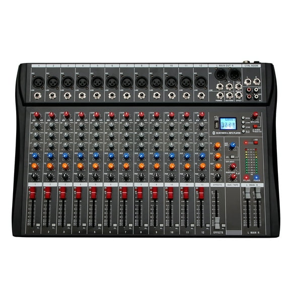 Professional Mixer 12 Channel Studio Console USB MP3 Input 48v Phantom Power DJ Console ,Smart Fader