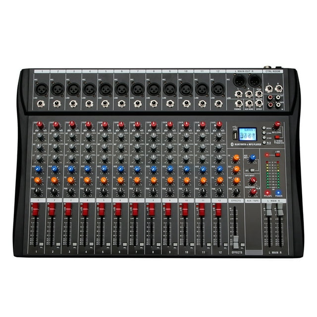 Professional Mixer 12 Channel Studio Console USB MP3 Input 48v Phantom Power DJ Console ,Smart Fader