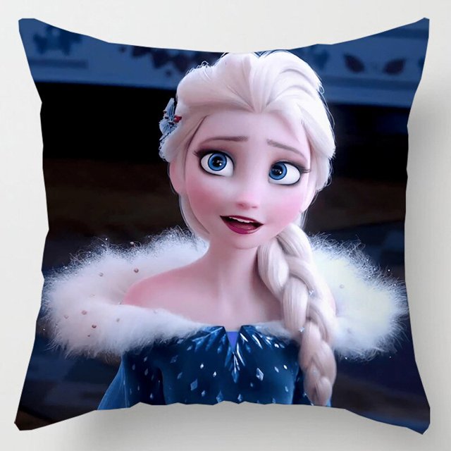 Funda de cojín de Frozen de Disney, figura de acción de Elsa, Anna, Princesa, de felpa corta, decorativa para el hogar, funda de almohada para sofá