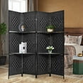 thumbnail image 4 of PayLessHere Foldable 4 Panel Room Divider Screen, Wooden Black, 4 of 8