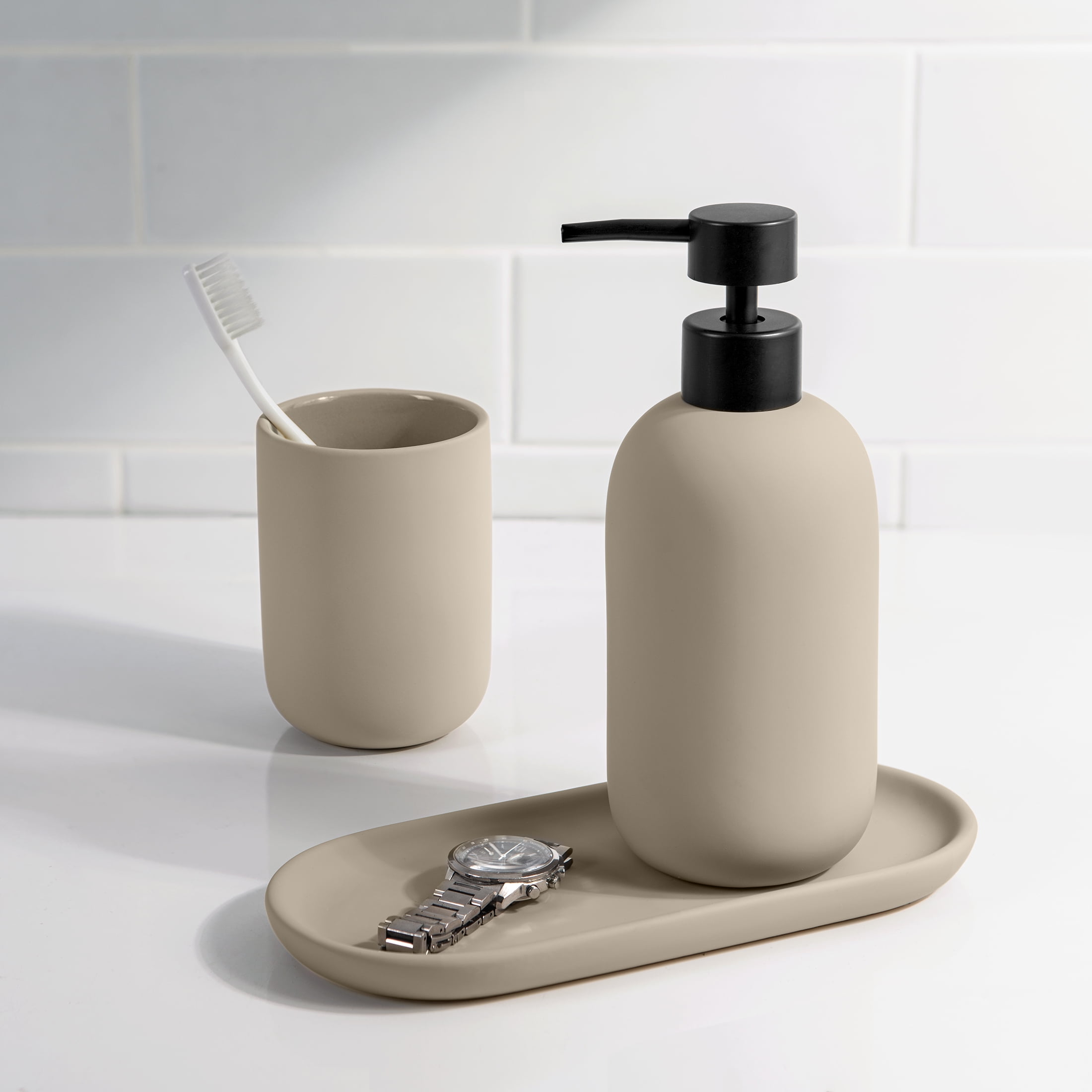 Mainstays Soft Touch Ceramic Lotion Pump Tan
