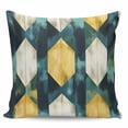 thumbnail image 2 of Teal Yellow Rhombus Decorative Pillowcase 20''x20'', Geometric Abstract Art Throw Pillow Covers Soft Cushion Case for Couch Sofa Bedroom Living Room, Pillowcase Boho Decor, 2 of 8