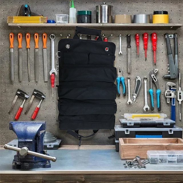 Hml Hardware Tool Roll Bag Folding Storage Multifunctional Large Capacity Roll Bag Easy To Carry Car Hanging Bag