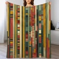 thumbnail image 3 of nygtbtfer Burgundy Red Green Ochre Yellow Stripes Pattern Blanket Multicolor Textured Boho Soft Warm Throw Blankets  Warm Cozy Lightweight Blanket for Couch Bed Decor Birthday Gift White, 3 of 6