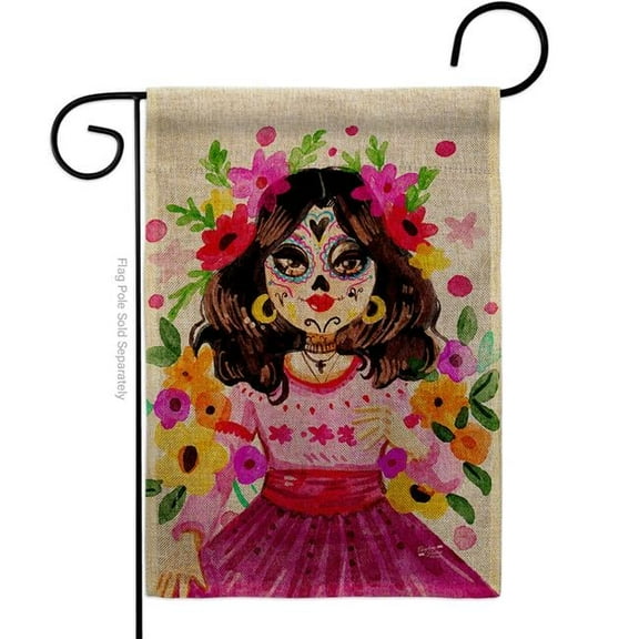 Angeleno Heritage G130410-DB La Catrina Falltime Day of Diad 13 x 18.5. in. Double-Sided Decorative Vertical House Garden Flag for Decoration Banner Yard Gift