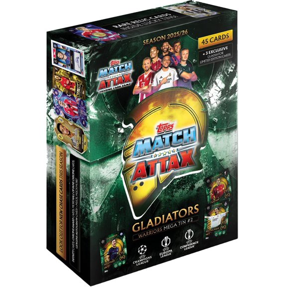 Tarjetas coleccionables Topps Match Attax 2025/26 Mega Tin 45 piezas