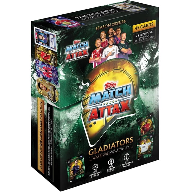 Tarjetas coleccionables Topps Match Attax 2025/26 Mega Tin 45 piezas