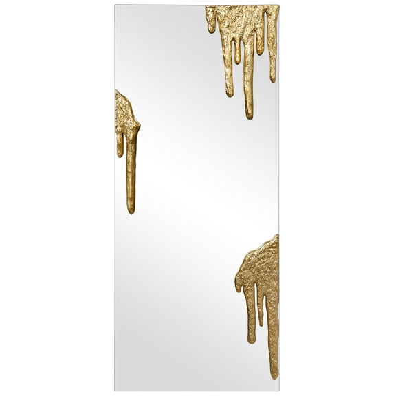 Antique Gold Foiled Icicle on a Frameless Rectangular Wall Mirror,48"x20"