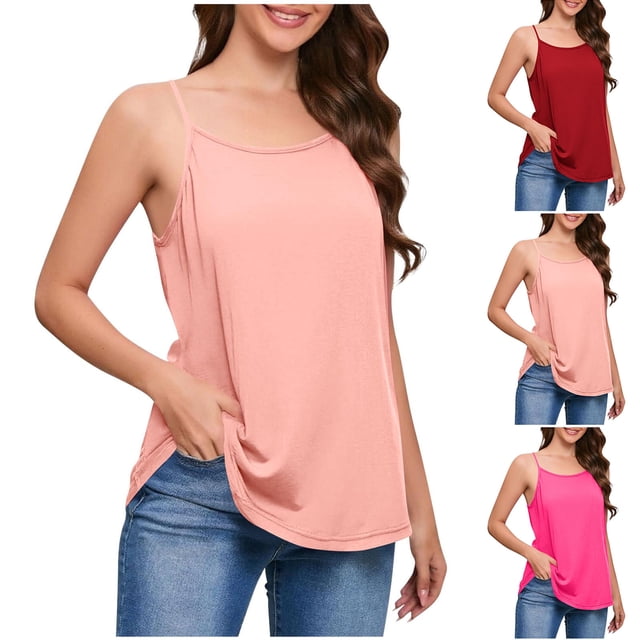 Xuniizn Débardeurs Grande Taille pour Femmes, Camisole à Col Rond, Blouse Mode Décontractée, Couleur Unie, Été, Sans Manches, P-5TG
