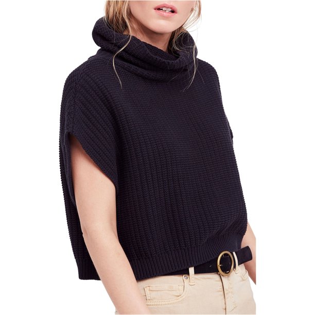 Free People Suéter de manga corta recortada para mujer, negro, extra pequeño Free People Pull-over