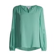thumbnail image 2 of Time and Tru Women's Long Sleeve Split Neck Top, 2 of 6