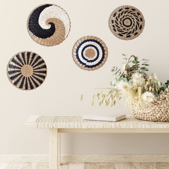 Xihbxyly Tapiz Bohemio de Paja Tejida a Mano, Material Natural Único, Decoración Versátil para El Hogar, Ideal para Sofá o Mesita de Noche, Ideal para Sala de Estar o Dormitorio, Juego de 1 Pieza.