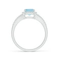 thumbnail image 2 of ANGARA Natural Emerald-Cut 1.35 ct Aquamarine Split Shank Halo Ring in 14K White Gold for Women (Size-8x6mm) | March Birthstone, Anniversary, Jewelry Gift for Women | Natural Aquamarine Ring, 2 of 9