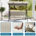 thumbnail image 3 of Melocadol 3 Seats Outdoor Porch Swing Glider, Patio Swing Chair with All Weather Covered Canopy and Rust Proof Heavy Duty Stand, for Garden, Lawn, or Backyard, Garden, Beige, 3 of 6
