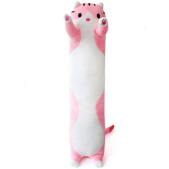 Cute Plush Cat Doll Cat Plush Pillow Doll Toy Soft Cat Stuffed Animals Long Pillow Toy Kitten Body Pillow Gift for Kids and Girlfriend (Pink, 19.6inch)