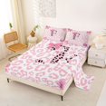 thumbnail image 2 of Erosebridal Pink Bowknot Wildlife Cheetah Print Queen Sheet Sets For Kids Girls,Chic Letter F Initial Bed Set 4-Piece, 2 of 6