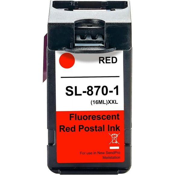 TRAHOO-High Remanufactured SL-870-1 XXL Postage Red Ink Cartridge Replacement for SendPro Mailstation Postage Meter Machines(CSD1) Fluorescent Red Ink 16ml (1 Pack)